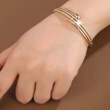 1pc Elegant Snake Shaped Artificial Zirconia Inlaid Women Bracelet