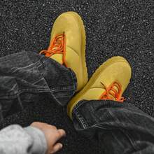 欧洲站品牌面包鞋男士小众设计低帮休闲鞋2025新款时尚百搭厚底运动鞋韩版复古嘻哈风厚底黄鞋青年石膏靴大码45 46 - 卡其色 - 查看 10