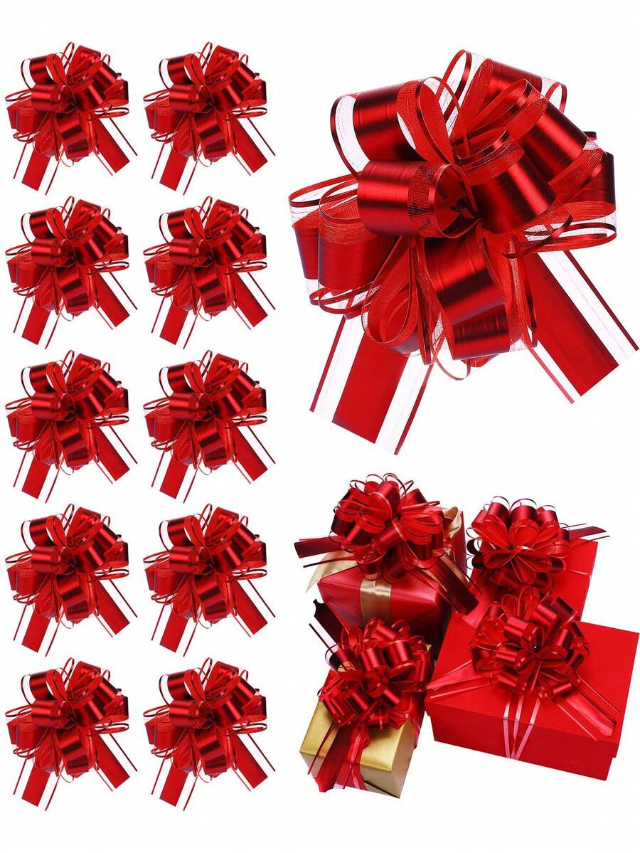 10pcs-Drawstring Bow Gift Wrapping Ribbon Drawstring Bow For Christmas, Wedding Baskets, Valentine's Day, Multi-Color Wrap Accessories For Gift Wrapping, Holiday Decorations, Drawstring Bow Ribbon Gift, 6 Inch Soft Color Gift Wrapping Bow, Perfect For Mother's Day Gifts, Weddings, Birthdays, Graduation Party Baskets, Holiday Decorations In Spring And Summer