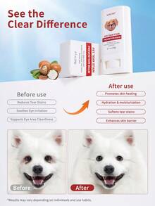 GJYC PET Bálsamo para eliminar manchas de lágrimas para perros & gatos – Limpiador de ojos hipoalergénico, elimina secreciones, costras & suciedad, fórmula suave para ojos sensibles y arrugas faciales – 0.7 Oz - Blanco - Ver 3