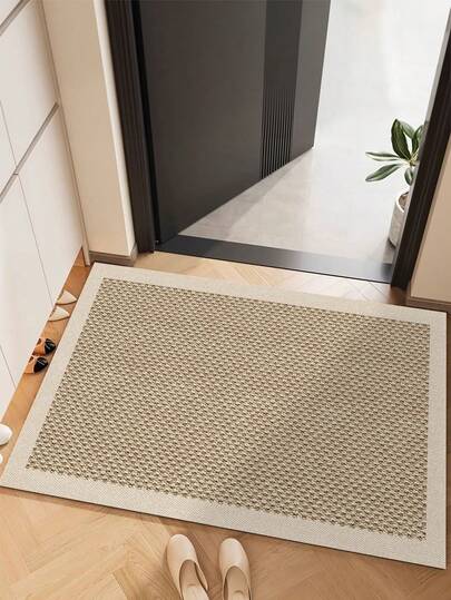 1 Piece Of Beige Sisal Velvet Printed Door Mat Kitchen Floor Mat, Anti Slip And Stain Resistant, Suitable For Home Room Decor, Living Room, Bathroom, Bedroom Rug, Area Rug And Outdoor Carpet, Made Of Polyester Fiber Material, Easy To Clean And Machine Washable, Suitable For All Seasons And Holidays.