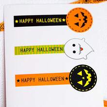 4PCS,Pumpkin Head Long Strip Pudding Stickers, Baking Stickers, Cosmetic Bottle Stickers, Self-Adhesive Labels, Decorative Sealing Stickers (5 Pieces Per Sheet)