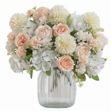 1/4 bó hoa mẫu đơn, cẩm tú cầu, cúc vạn thọ bằng lụa - Hoàn hảo cho trang trí đám cưới, vòng hoa tự làm, hoa cầm tay cô dâu, hoa đeo cổ tay, hoa đeo ngực, phụ kiện trang trí hoa đội đầu, trang trí xe cưới, trang trí vòm cửa sổ, nhà ở, phòng ăn, phòng ngủ, trang trí bình hoa, vật liệu trang trí tiệc sinh nhật, quà tặng ngày lễ tình nhân và năm mới - Trắng tinh khiết - Xem 9