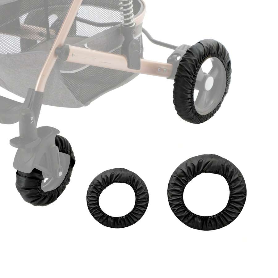 4 Pcs Stroller Wheel Covers, Wheelchair Tire Protector For Child, Baby Stroller Jogger Wheels Covers, Black, Travel Accessory - Black - View 1