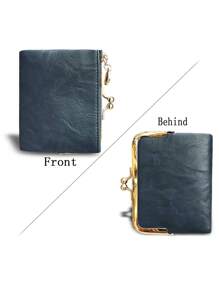 MIYIN Portefeuille vintage pliant pour femmes, porte-monnaie avec fermeture éclair et fermoir à baiser. Petit portefeuille mignon, porte-monnaie, porte-monnaie de poche, porte-monnaie de femme, porte-monnaie d'automne