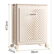 Minimalist White Foldable Laundry Basket, Large Capacity, Waterproof, Bathroom Storage Organizer. Silent Wheels, Smooth Rolling Casters. Soft Oatmeal Color
