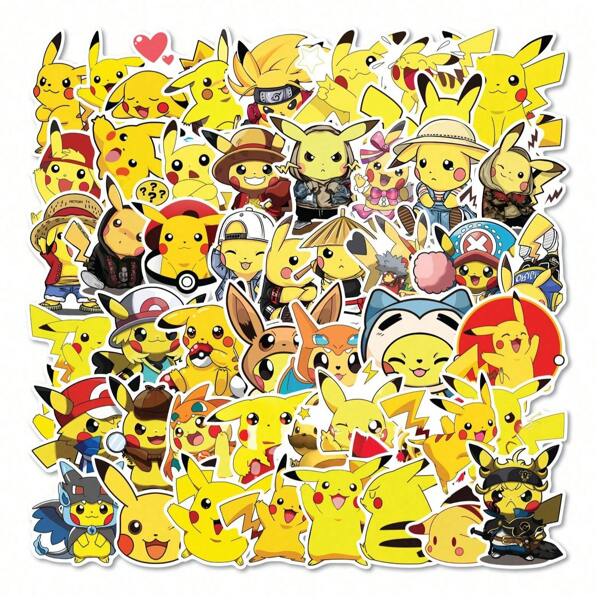 pokemon 50PCS Pokemon Cute Pikachu Stickers For Kids DIY Skateboard Notebook Bicycle Laptop Suitcase Funny Decals Graffiti Decoration Supplies Toys