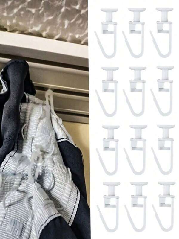 50pcs Window Curtain Track Hooks, Curtain Hooks, Curtain Sliders - Ceiling Curtain Track Set With Lockable, Foldable Hanging Hooks, Suitable For Rooms And Partition Walls. Christmas Decor