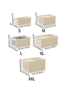 1pc Beige Covered Fabric Storage Box, Foldable Closet Organizer Box With Visible Window, Drawer Style Jeans Storage Container For Home - Beige With Lid - View 2