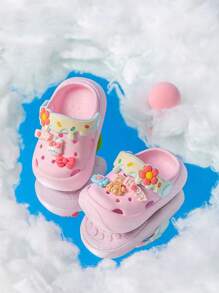 儿童可爱时尚拖鞋，幼儿室内软底鞋，女童夏季户外包头沙滩凉鞋 - 粉色 - 查看 3