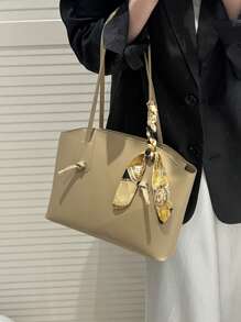 全新奢华图案百搭女士单肩托特包 - 卡其色 - 查看 8