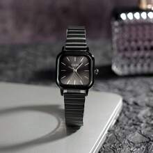 gedi 1 件女士新款白色不锈钢表带，精致方形表盘，时尚白色指针休闲精致极具吸引力的女士腕表，校园必备防水石英表，适合派对通勤旅行和日常佩戴 - 綠色 - 查看 5