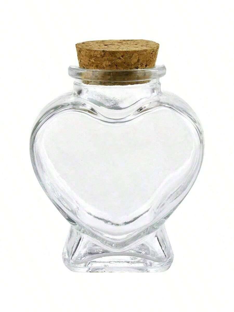 Heart Shaped Glass Jar With Cork, 3.25 Inch Favor Bottle, 1 Count - 心 - 查看 1