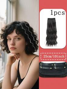 Extensiones de cabello con clip de fibra sintética resistente al calor con ondas de agua de 6-18 pulgadas para cabello ralo, para volumen instantáneo en las raíces (uso diario/fiesta)