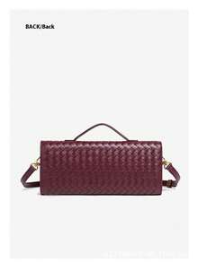 Túi đeo chéo đan chéo nhiều màu có khóa kéo, túi đeo vai, túi xách baguette, túi xách dạ hội, túi xách dự tiệc - Màu Đỏ Sâu - Xem 9