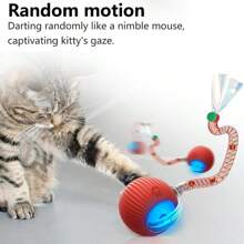 互动滚动猫球玩具，电动猫球玩具，地毯上新型快速自滚球猫玩具，智能互动自动猫玩具球作为礼物，带弹性网尾的移动猫玩具