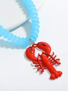 3-Piece Set Cute Seaworld Style Lobster Beaded Necklace Earrings Set, Fashion Seaside Creature Pendant Necklace Earrings, Suitable For Summer Holiday Wear, Adjustable Necklace For Women's Daily Beach Vacation Accessory (Handmade, Color & Design May Vary Slightly)