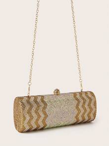 这款长款亮片装饰手提包，闪耀迷人，优雅精致，饰以水钻，是一款引人注目的托特包，适合派对女孩和女士，是参加派对、婚礼、舞会和盛大晚宴的完美之选，也是送给女性的绝佳礼物。 - 金色 - 查看 4