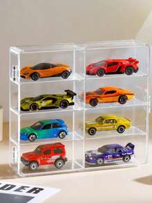 1PC, Acrylic Display Cabinet, 8-Slot Display Cabinet, Small Toy Car Storage Box, Office Parking Storage Box, Used For Home Decoration - Multicolor - View 3