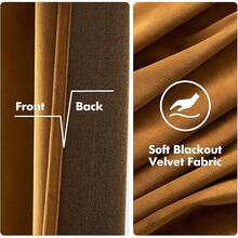 2 Panels Blackout Curtains Solid Soft Grommet Mustard Yellow Thermal Insulated Soundproof Room Darkening Curtains/Drapes/Panels Fall Living Room Bedroom 52 X 90 Inch - Golden Brown - View 3