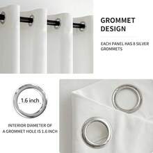 2 Panels Blackout Curtains Solid Soft Grommet Mustard Yellow Thermal Insulated Soundproof Room Darkening Curtains/Drapes/Panels Fall Living Room Bedroom 52 X 90 Inch - 純白 - 查看 2