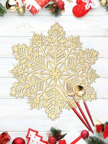 1/4pcs Christmas Snowflake Placemats, Pvc Placemats For Christmas Restaurant Table Decoration. - Multicolor - View 5