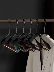1/2/3/5pcs Premium Wooden & Metal Wide Shoulder Clothes Hangers, Lightweight High-End Wardrobe Closet Specialized Wooden Hangers With Non-Slip Pant Bar, For Storing Coats, Jeans, Sweaters - Multicolor - View 7