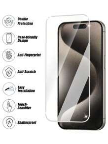 2 件超高清全覆盖屏幕保护膜，银色闪光边缘，高清晰度和透明度，9H 硬度，保护眼睛，高响应度，耐刮擦，兼容 7-16/17/17 Air/17 Pro/17 Pro Max 系列 - 無色 - 查看 2