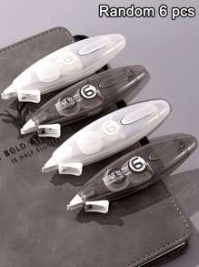 1/6 pezzi di nastro correttore a forma di oliva grigio-bianco, nastro correttore ad alta capacità da 6 m a forma di penna, minimalista, adatto per studenti, consegna singola/casuale