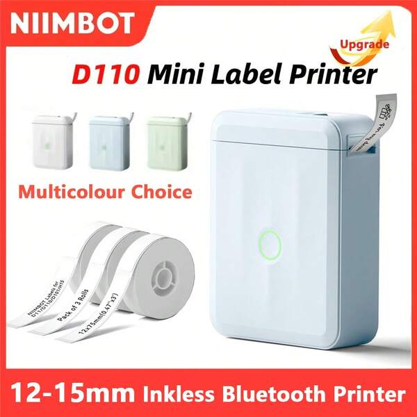  Niimbot D110 迷你便携式热敏打印机智能口袋不干胶标签打印机蓝牙价格标签贴纸制作器适用于办公室、组织、家庭、厨房、学校，白色