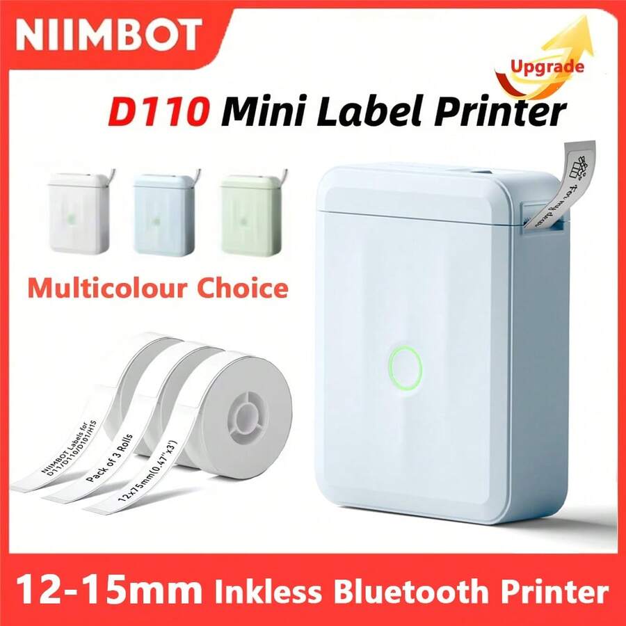 Niimbot D110 迷你便携式热敏打印机智能口袋不干胶标签打印机蓝牙价格标签贴纸制作器适用于办公室、组织、家庭、厨房、学校，白色