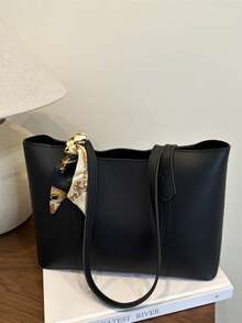 全新奢华图案百搭女士单肩托特包 - 黑色 - 查看 6