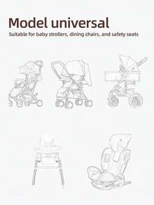 1pc婴儿推车绣花坐垫秋冬宝宝厚靠垫保暖儿童推车婴儿餐椅坐垫四季通用柔软舒适 - 米色 - 查看 4