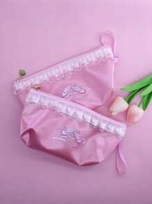 1Pc Pink Dance Shoes Storage Bag Zipper Mesh Pocket Shoe Pouch Ballet Organizer Handbag Pouches Dancing Shoes Bags - Multicolor - View 3