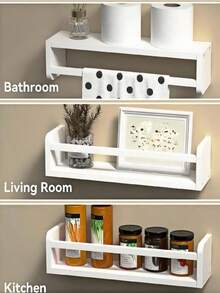 1/3 st - Flytande hyllor i massivt furuträ (enkla att installera), Väggmonterade hyllor/displayställ, Flytande hyllor i vintageträ, Väggmonterade hyllor i trä i rustik stil, Väggmonterade hyllor i lantlig stil, Flytande bokhyllor i massivt trä - Vitt - Visa 8