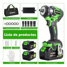 Pistola Impacto Llave Inalámbrica 1/2 600 Nm 2 Pilas 2 En 1,autonomía prolongada,alta eficiencia,luz LED integrada, - Tipo de Enchufe B USA (110-127V) - Ver 2