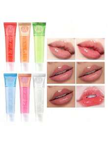 6-Piece Hydrating Clear Lip Gloss Set | With Vitamin E, Rosehip, Argan Oil, Mint & Aloe, Coconut Flavor, Transparent Plumping Lip Oil, Plant-Based Ingredients, Suitable For All Skin Types, Berry Tones IMAN OF NOBLE - 彩色 - 查看 2