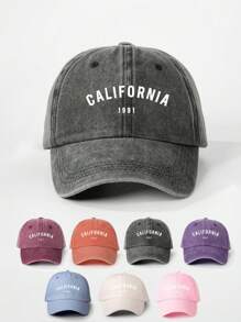 1 件装水洗加州印花棒球帽，可调节户外防晒帽，适合旅行海滩度假，Y2K 风格休闲帽，适合青少年万圣节
