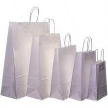 HOT BARGAINS 50 X Brown / White Paper Bags With Round Handles | Takeaway Carriers - White - View 5