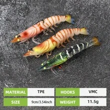 Luminous Shrimp Bait Soft Shrimp Bait Saltwater Fishing Bait Shrimp Bait Set With Sharp Hook Fish Bait Suitable For Freshwater Seawater Trout Bass Salmon Trout Bass Salmon - Multicolor - View 8