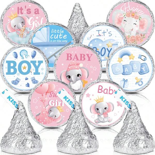 10sets/90pcs Baby Shower Boy/Girl Party Decorative Candy Labels Stickers, BABY Creative Chocolate Sticker Decals, Gift Packaging Labels