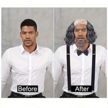 1 Stück lustiger kahlköpfiger grauer Perücke, Kostümperücke für Alten-Kostüm, Halloween Kostüm Rollenspiel Requisite, Party Deko Fotografie Requisite, Bühnenauftritt Accessoire