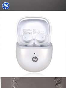 HP 新款无线耳塞，具有优质音质 5.防水等级 IPX4,4 自动配对耳塞，播放时间长达 28 小时，轻巧的无线耳机带麦克风，兼容 Android，游戏耳机和扬声器，麦克风，节日礼物情人节礼物 - 白色 - 查看 9