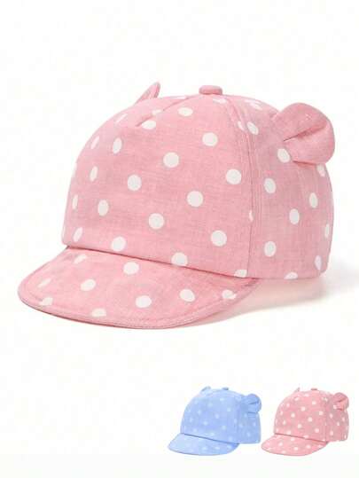 Cappellino da baseball casual per bambini da 6 a 24 mesi, cappello con orecchie da coniglio a pois, cappello da spiaggia Panama, cappello da sole per bambini da usare all'aperto, adatto per primavera, estate e autunno