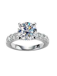 1 件 3.5 克拉莫桑石中心石结婚戒指，采用 S925 纯银制成，是送给未婚妻、婚礼、周年纪念的完美礼物