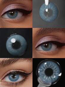 Lalens 返校季 Meta 系列年抛彩色隐形眼镜，1 副灰白色隐形眼镜，自然放大双眼，打造迷人眼妆，柔软舒适，适合万圣节装扮和角色扮演