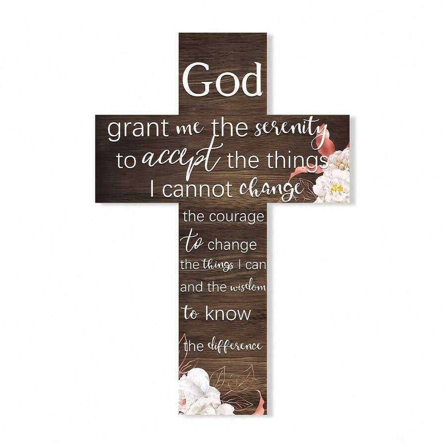 1件和平圣经经文木质十字架墙饰 - 8.0 x 12.0 英寸，励志基督教家居装饰，适合悬挂在客厅和教堂，是圣诞节、复活节、感恩节的完美装饰，也是冬季家居装饰的理想之选。