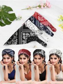 24*16cm 腰果印花弹力发带，女士头饰，发带，发套头巾头巾柔软，轻便时尚简约多功能户外旅行和运动礼品发饰头带，适合女性，学校用品，大学 - 彩色 - 查看 5