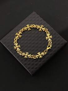 1pc Unisex Retro Cross Punk Style Bracelet, Fashionable Everyday Accessory