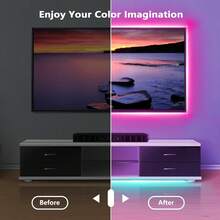 NBBUFF LED Strip Light - USB RGB Ribbon With TV LED Backlight, Synchronized Color-Changing Glowing LED Lights. Features 24-Key APP Control For Decorative Night Lighting In Homes, Bedrooms, Christmas Parties, And Holiday Wall Decor. - 24key Remote+APP Control - View 5